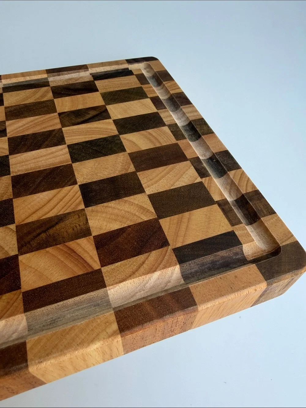 Checkered Brown & Tan Acacia Wood Cutting Board